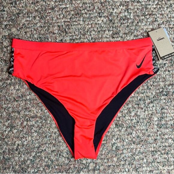 NWT Nike sneakerkini high waist swim bottoms in red orange - Picture 8 of 13